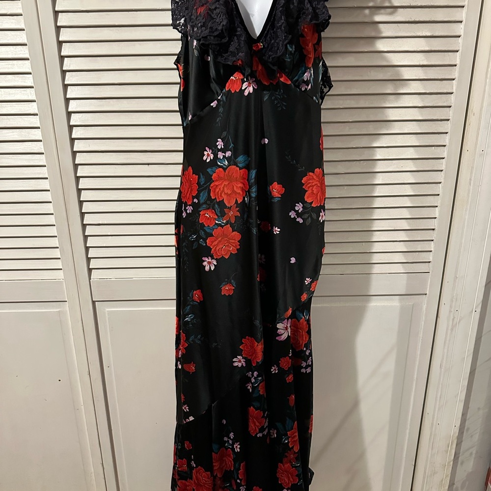 Free People Black Floral Backless Dress